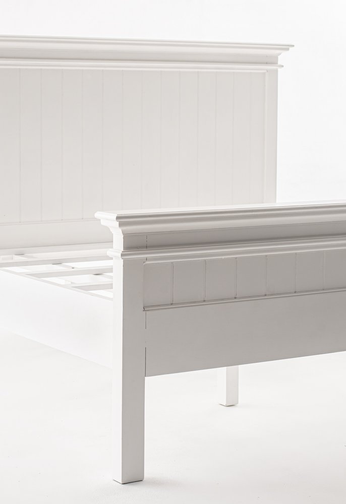 White Solid Wood Queen Bed Frame