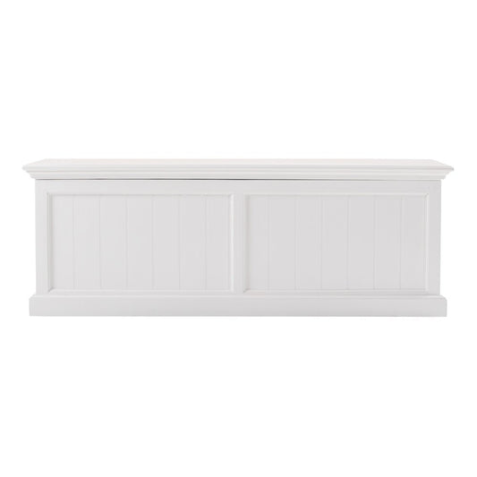55" White Distressed and Solid and Manufactured Wood Storage Standard Bench With Flip Top