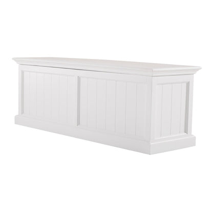 55" White Distressed and Solid and Manufactured Wood Storage Standard Bench With Flip Top