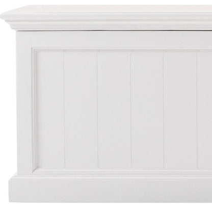 55" White Distressed and Solid and Manufactured Wood Storage Standard Bench With Flip Top