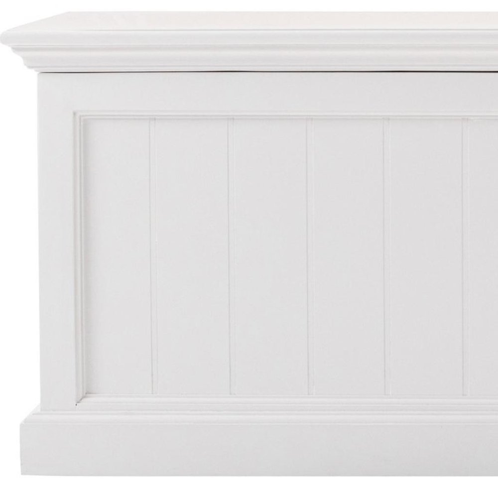 55" White Distressed and Solid and Manufactured Wood Storage Standard Bench With Flip Top