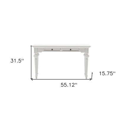 55" White Console Table With Storage