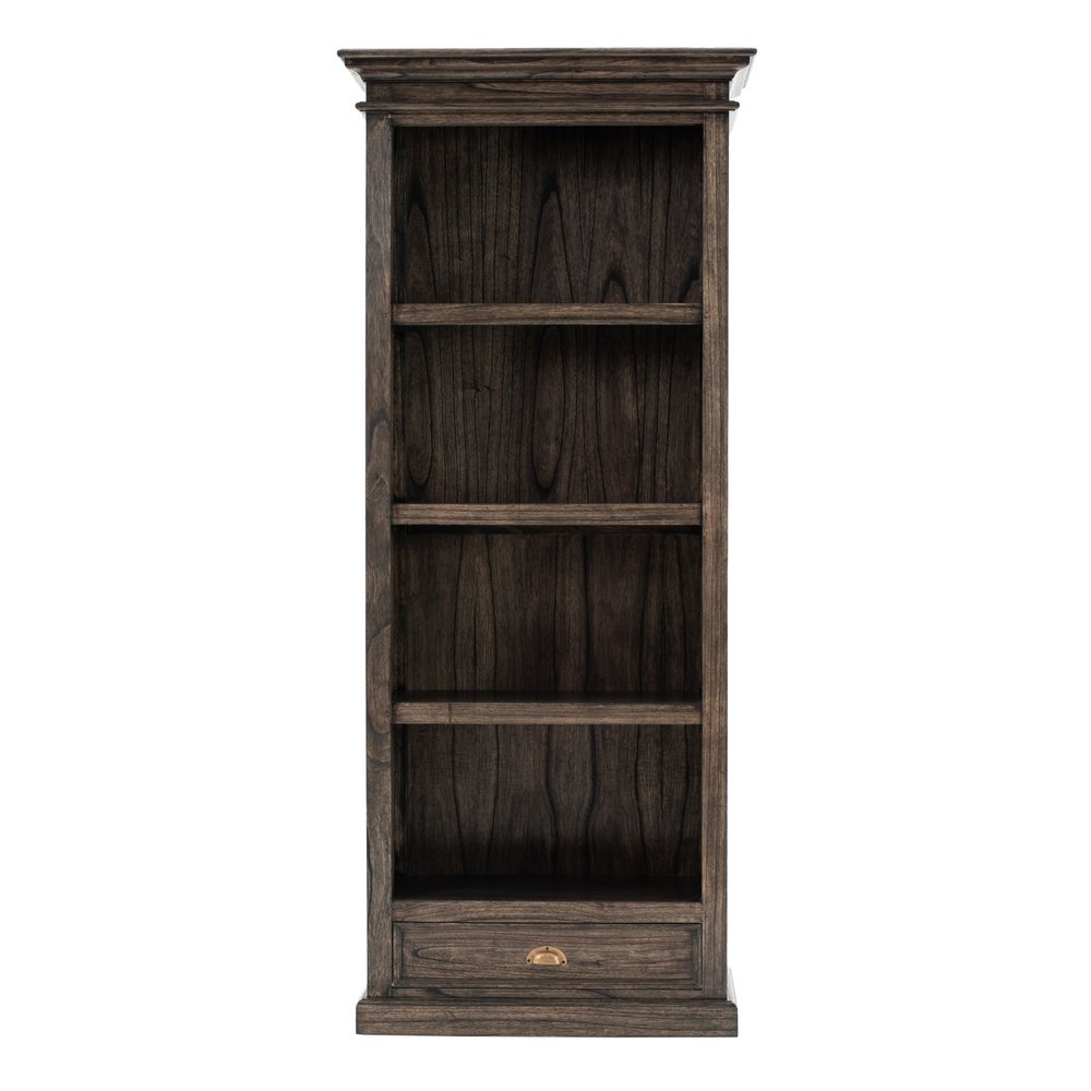 75" Brown and Black  Wood Four Tier Bookcase