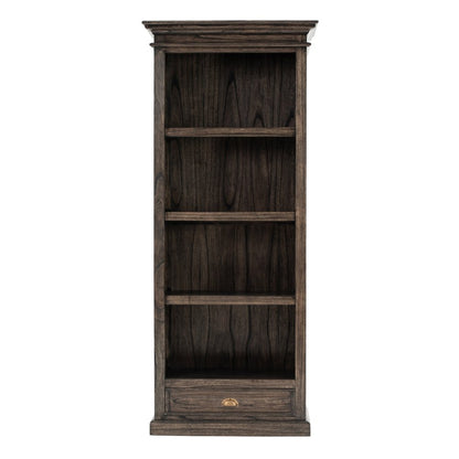 75" Brown and Black  Wood Four Tier Bookcase