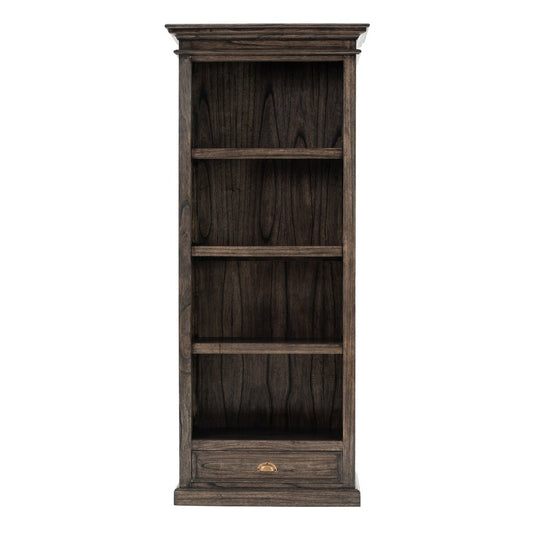 75" Brown and Black  Wood Four Tier Bookcase