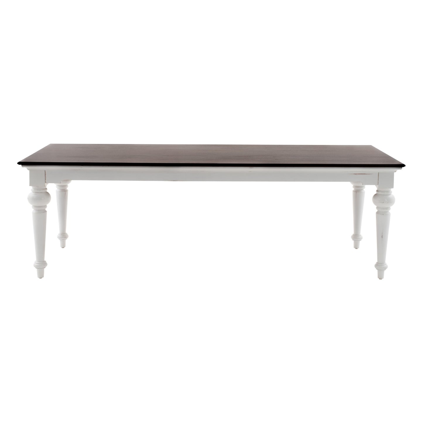 94" Dark Brown And White Solid Wood Dining Table