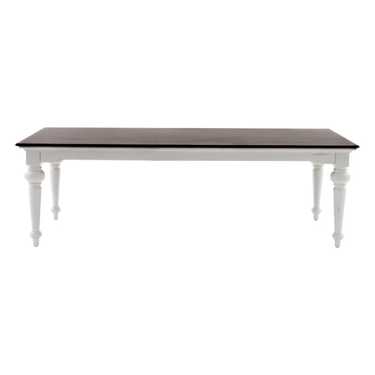 94" Dark Brown And White Solid Wood Dining Table