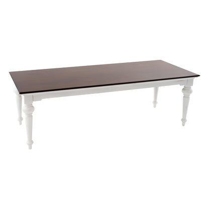 94" Dark Brown And White Solid Wood Dining Table