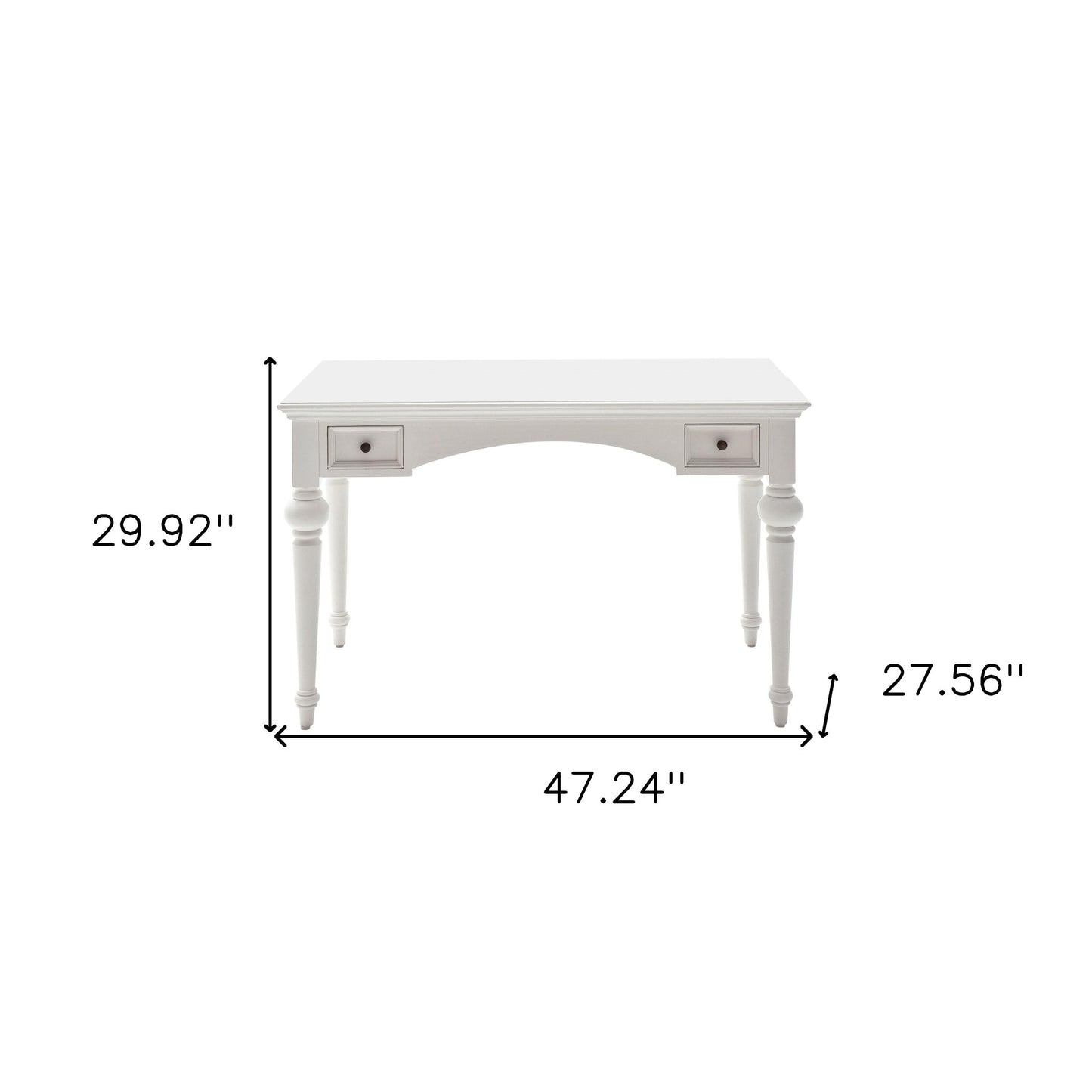 47" White Computer Desk With Two Drawers