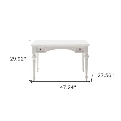 47" White Computer Desk With Two Drawers