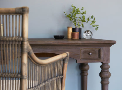 47" Brown Solid Wood Writing Desk With Two Drawers