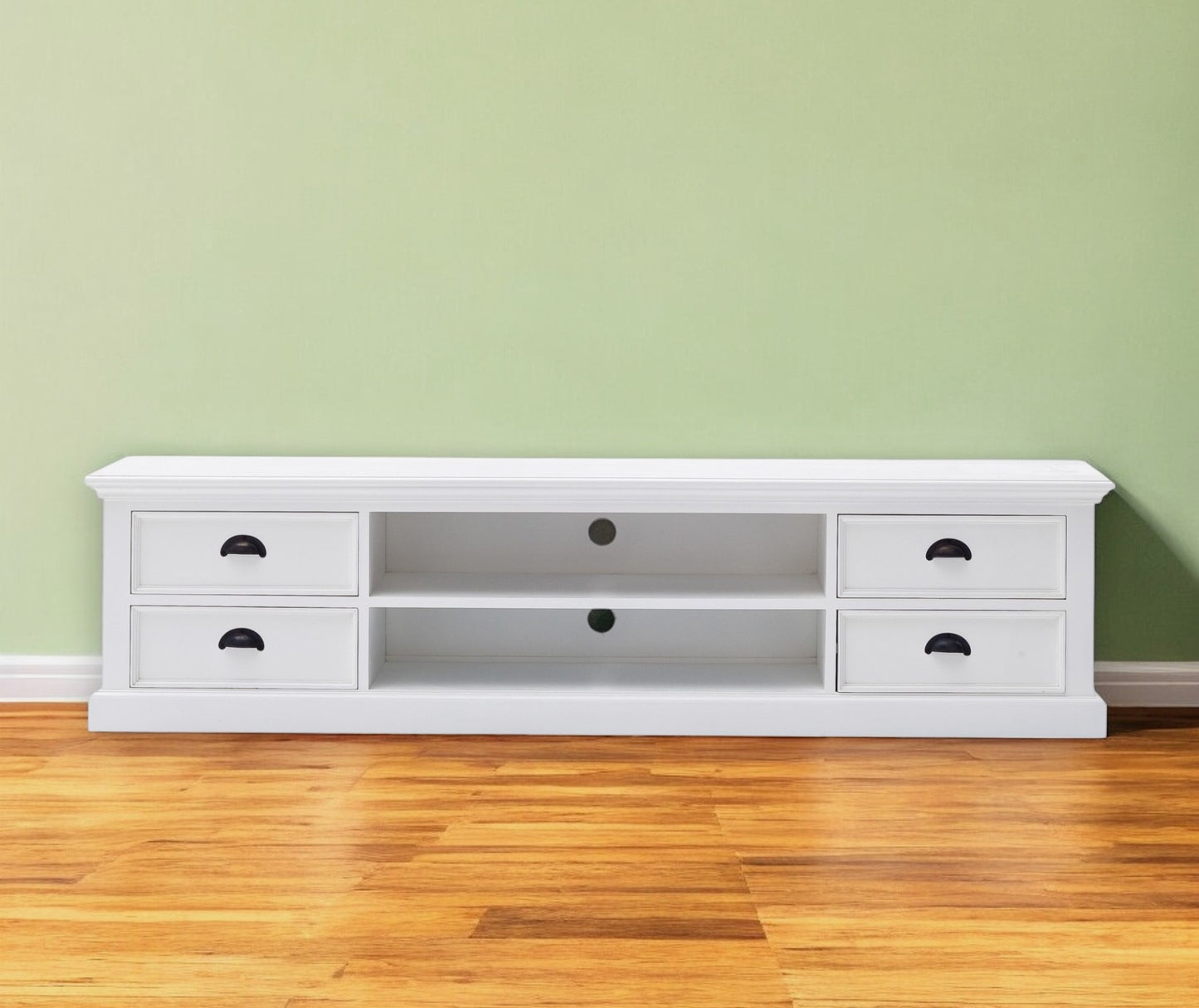 71" Classic White Entertainment Unit with Four Drawers