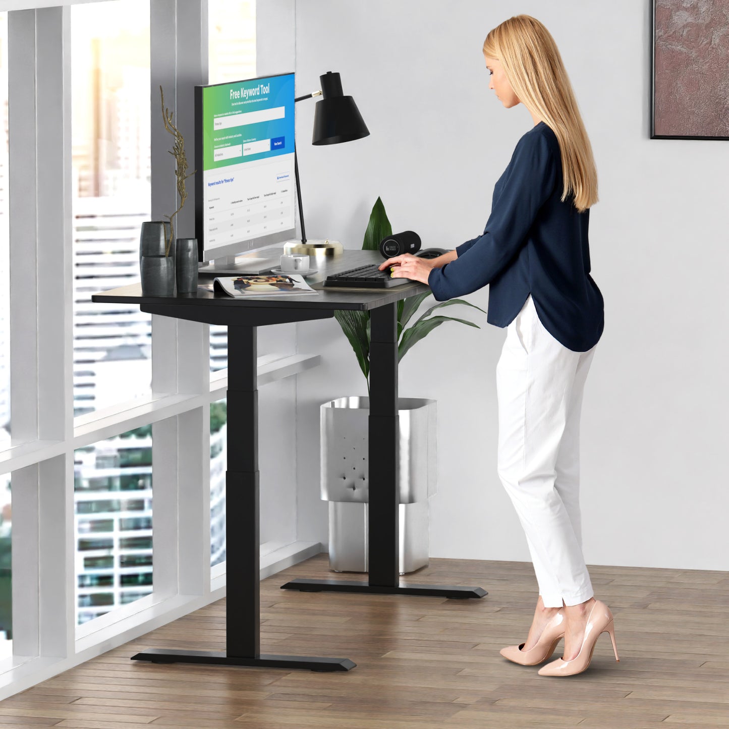 30" Adjustable Black Stainless Steel Standing Desk