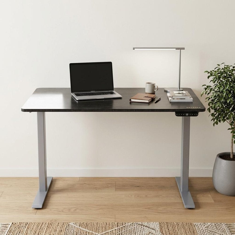 48" Adjustable Black and Gray Stainless Steel Standing Desk