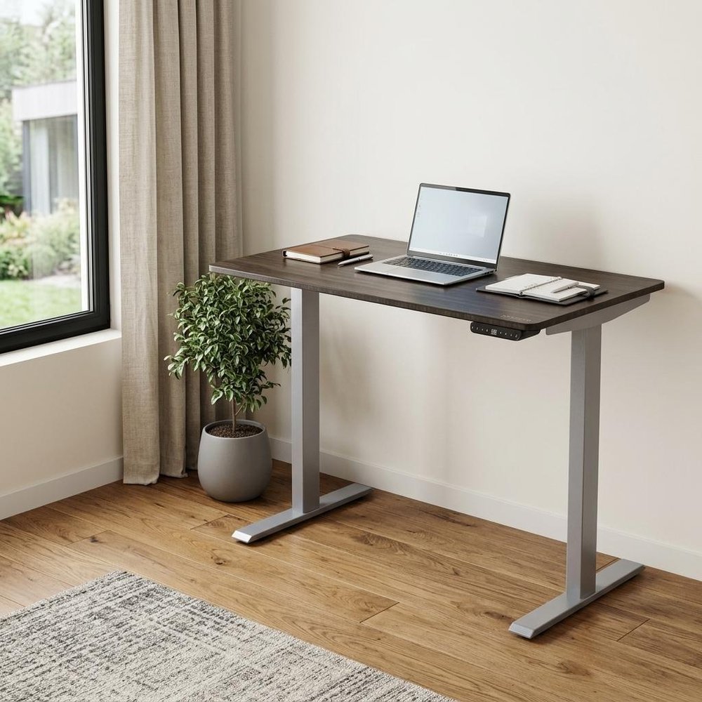 Adjustable Black and Gray Stainless Steel Rolling Standing Desk