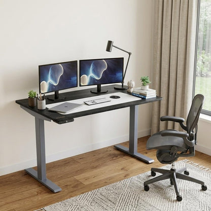 60" Adjustable Black and Gray Stainless Steel Standing Desk