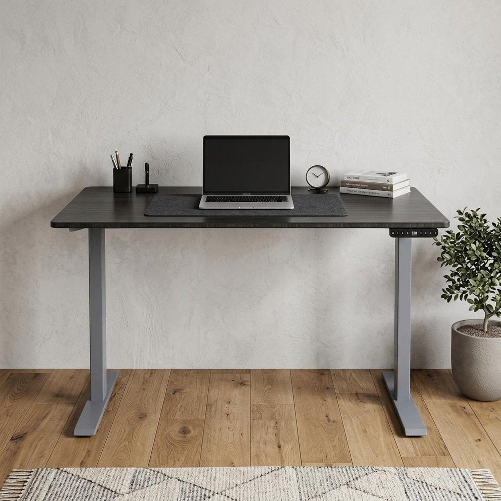 60" Adjustable Black and Gray Stainless Steel Standing Desk
