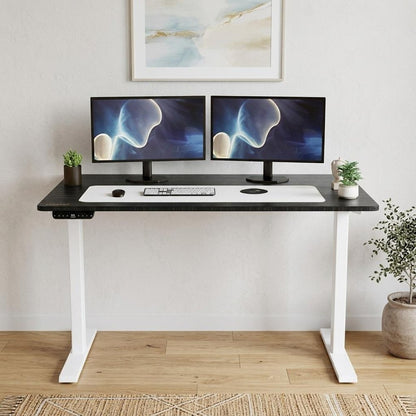 60" Adjustable Black and White Stainless Steel Standing Desk