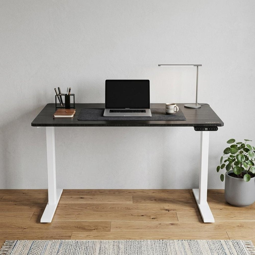 60" Adjustable Black and White Stainless Steel Standing Desk