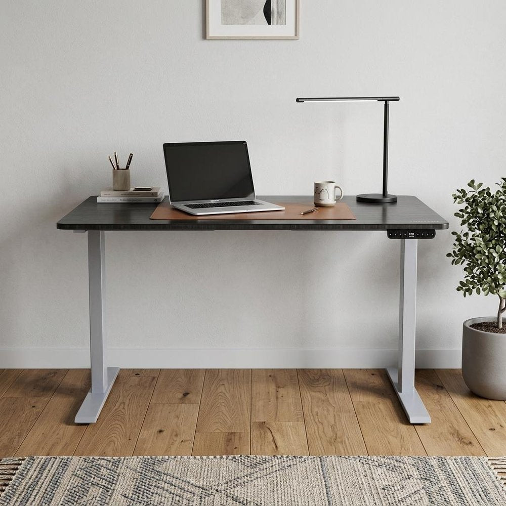 48" Adjustable Black and Gray Stainless Steel Computer Desk