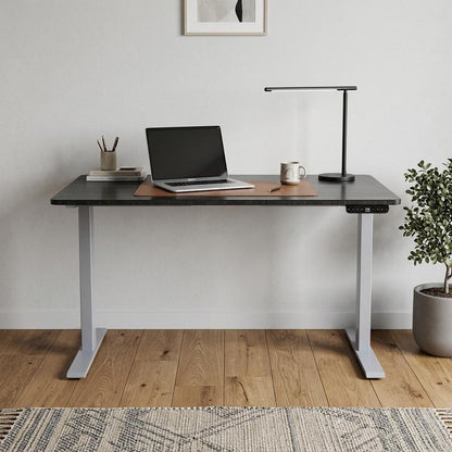 48" Adjustable Black and Gray Stainless Steel Computer Desk