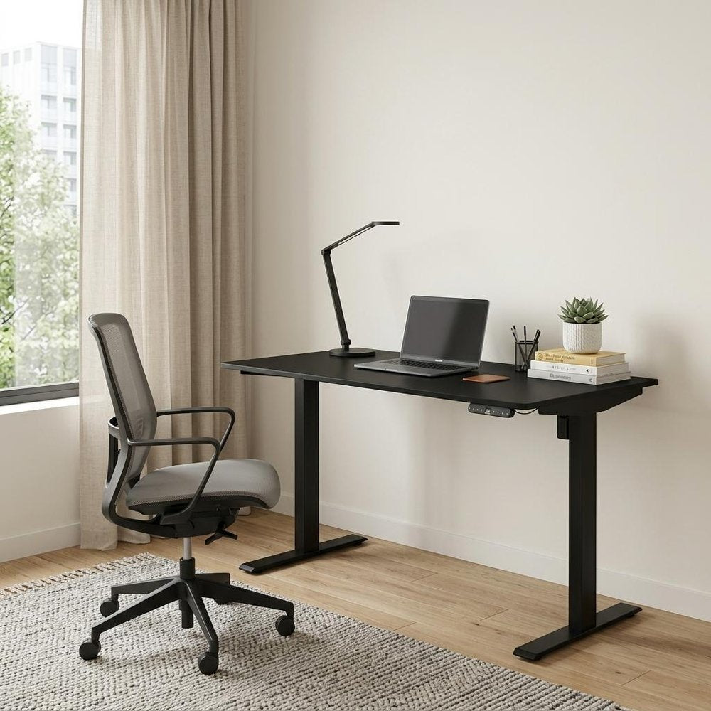 48" Adjustable Black Stainless Steel Computer Desk