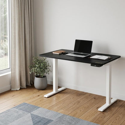 48" Adjustable Black and White Stainless Steel Computer Desk