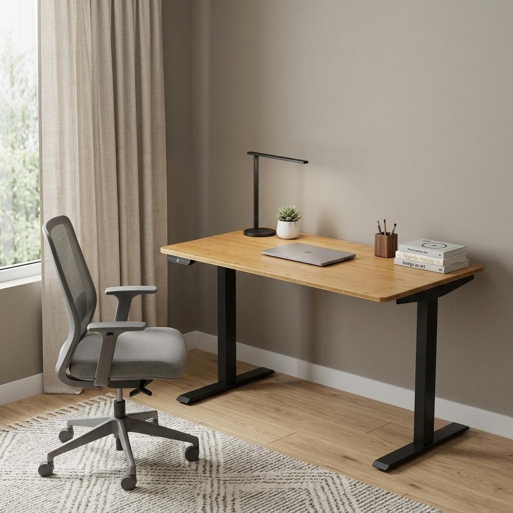 48" Adjustable Brown and Black Standing Desk