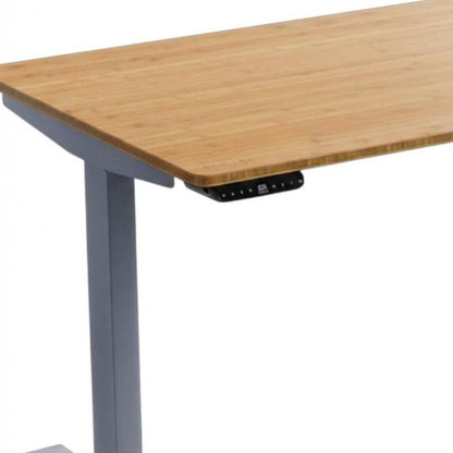 48" Adjustable Brown and Gray Stainless Steel Computer Desk