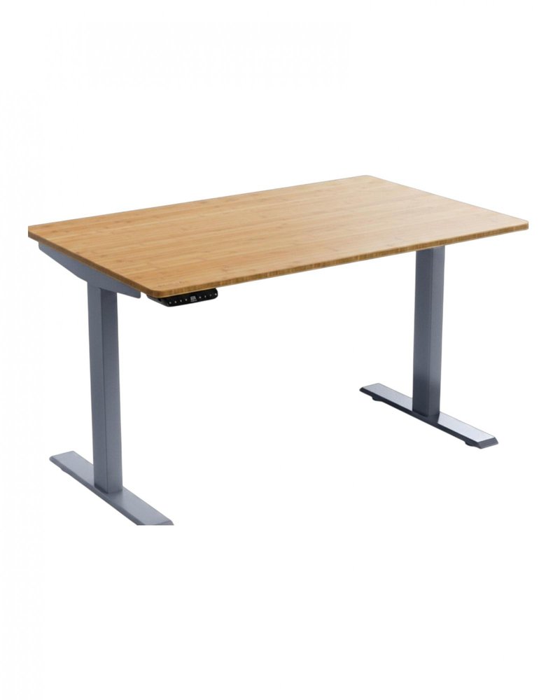 48" Adjustable Brown and Gray Stainless Steel Computer Desk