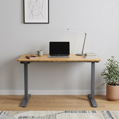 48" Adjustable Brown and Gray Stainless Steel Computer Desk