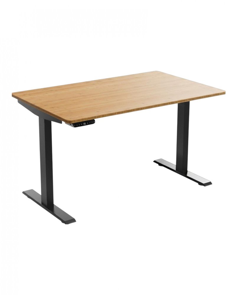48" Adjustable Brown and Black Stainless Steel Computer Desk