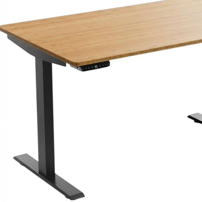 48" Adjustable Brown and Black Stainless Steel Computer Desk
