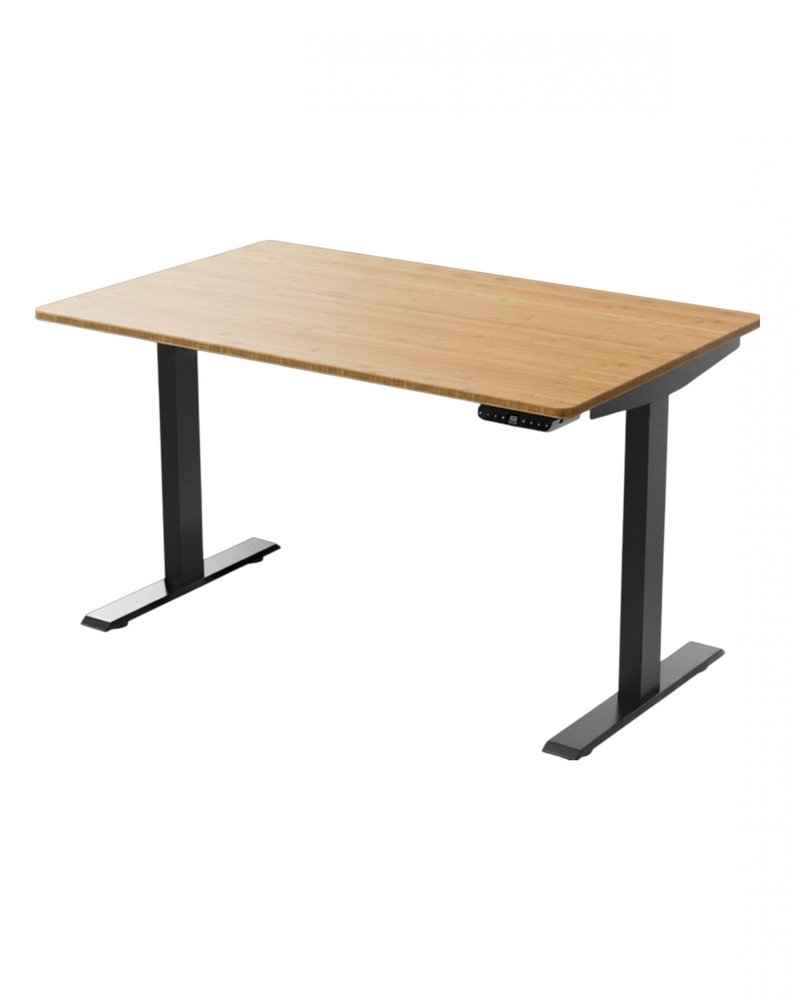48" Adjustable Brown and Black Stainless Steel Computer Desk