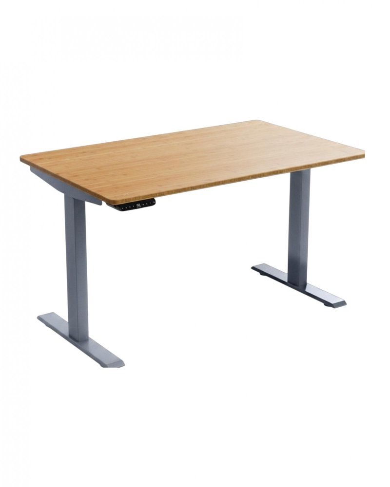 48" Adjustable Brown and Gray Stainless Steel Computer Desk