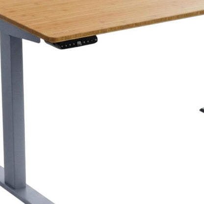 48" Adjustable Brown and Gray Stainless Steel Computer Desk