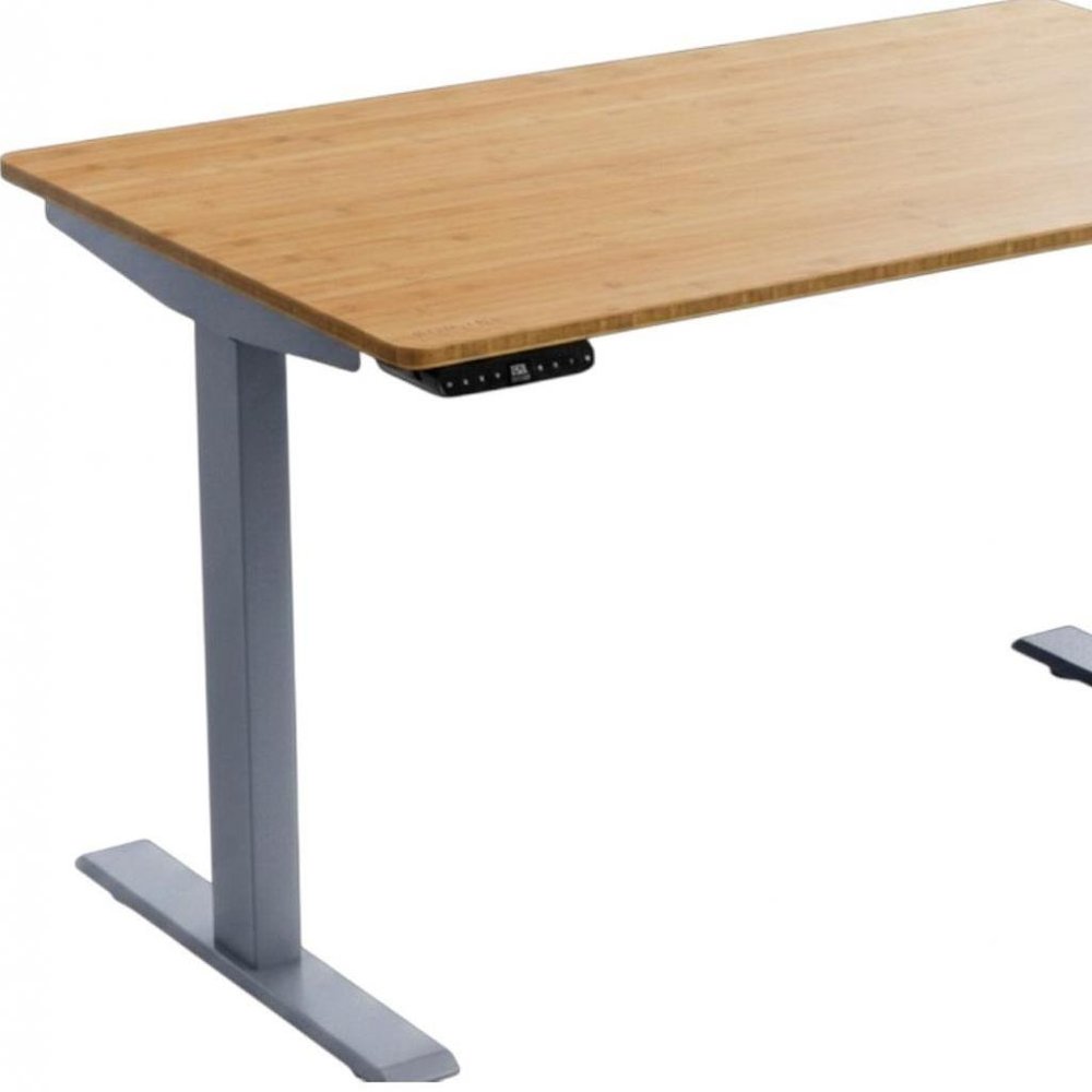 48" Adjustable Brown and Gray Stainless Steel Computer Desk