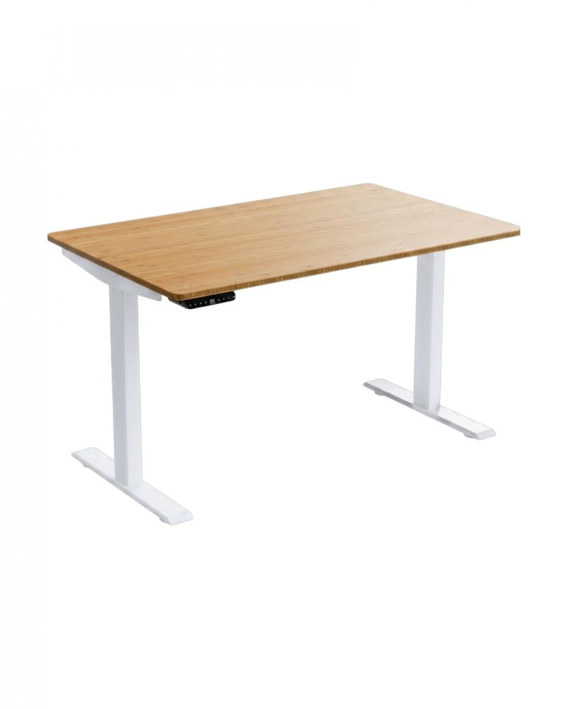 48" Adjustable Brown and White Stainless Steel Computer Desk