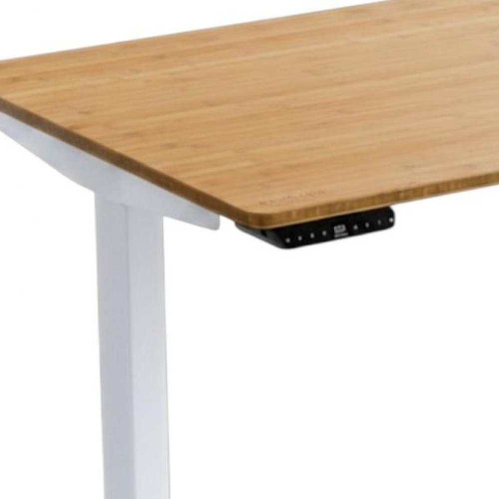 48" Adjustable Brown and White Stainless Steel Computer Desk