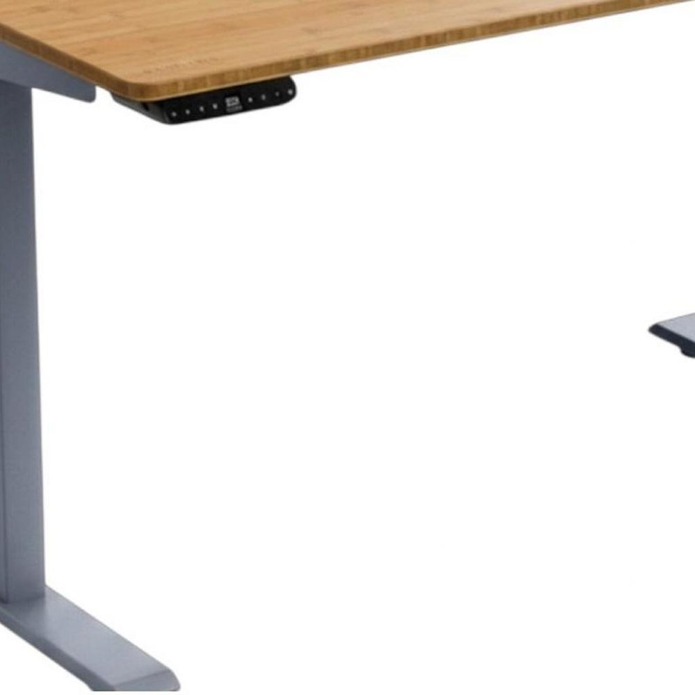 60" Adjustable Brown and Gray Stainless Steel Computer Desk