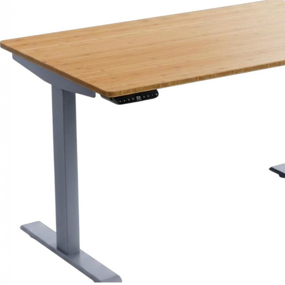 60" Adjustable Brown and Gray Stainless Steel Computer Desk