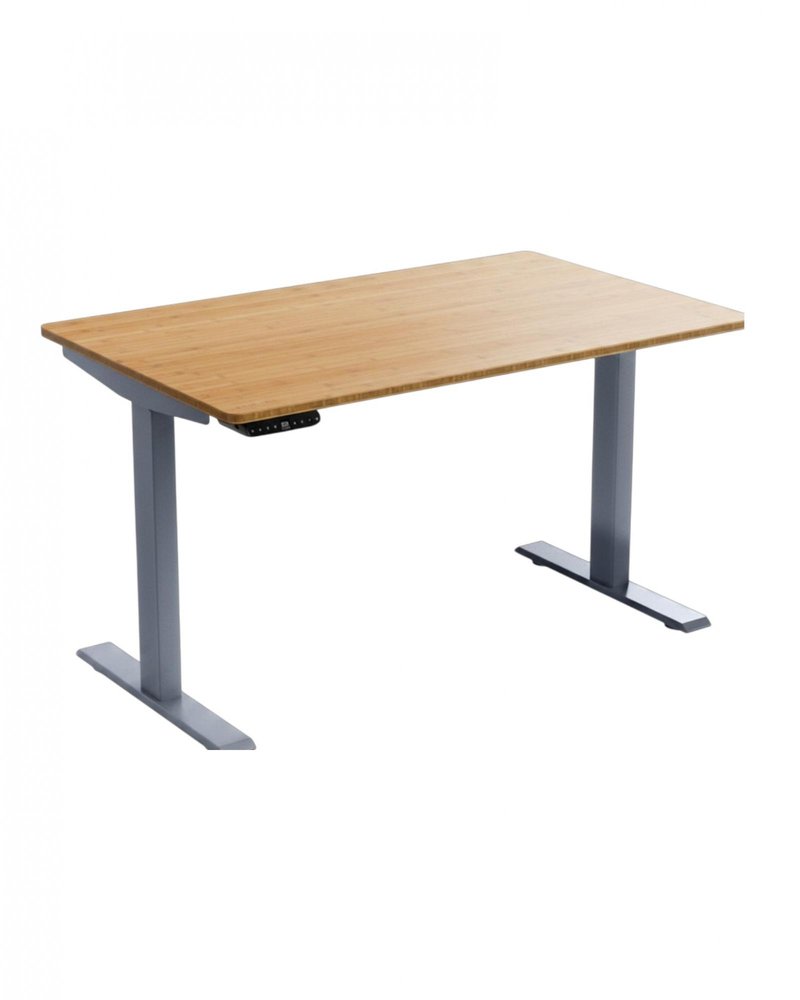 60" Adjustable Brown and Gray Stainless Steel Computer Desk