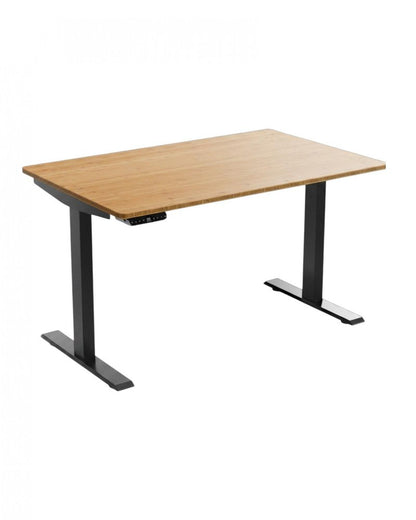 60" Adjustable Brown and Black Stainless Steel Computer Desk