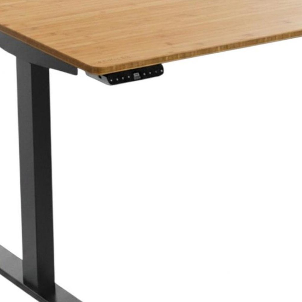 60" Adjustable Brown and Black Stainless Steel Computer Desk