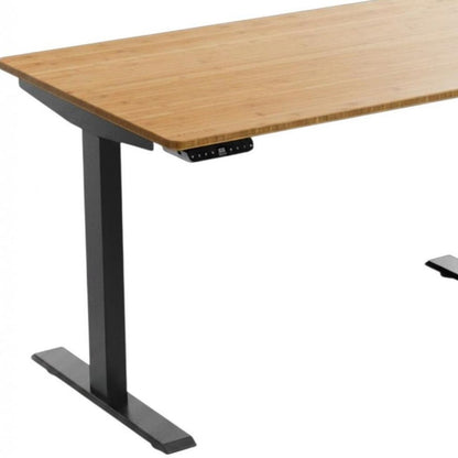 60" Adjustable Brown and Black Stainless Steel Computer Desk