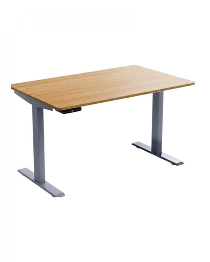 60" Adjustable Brown and Gray Stainless Steel Computer Desk