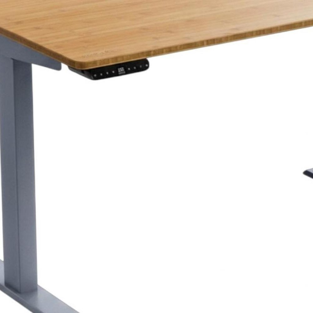 60" Adjustable Brown and Gray Stainless Steel Computer Desk