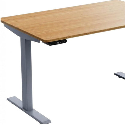 60" Adjustable Brown and Gray Stainless Steel Computer Desk