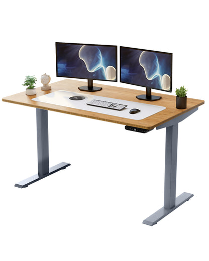 30" Adjustable Brown and Gray Stainless Steel Computer Desk