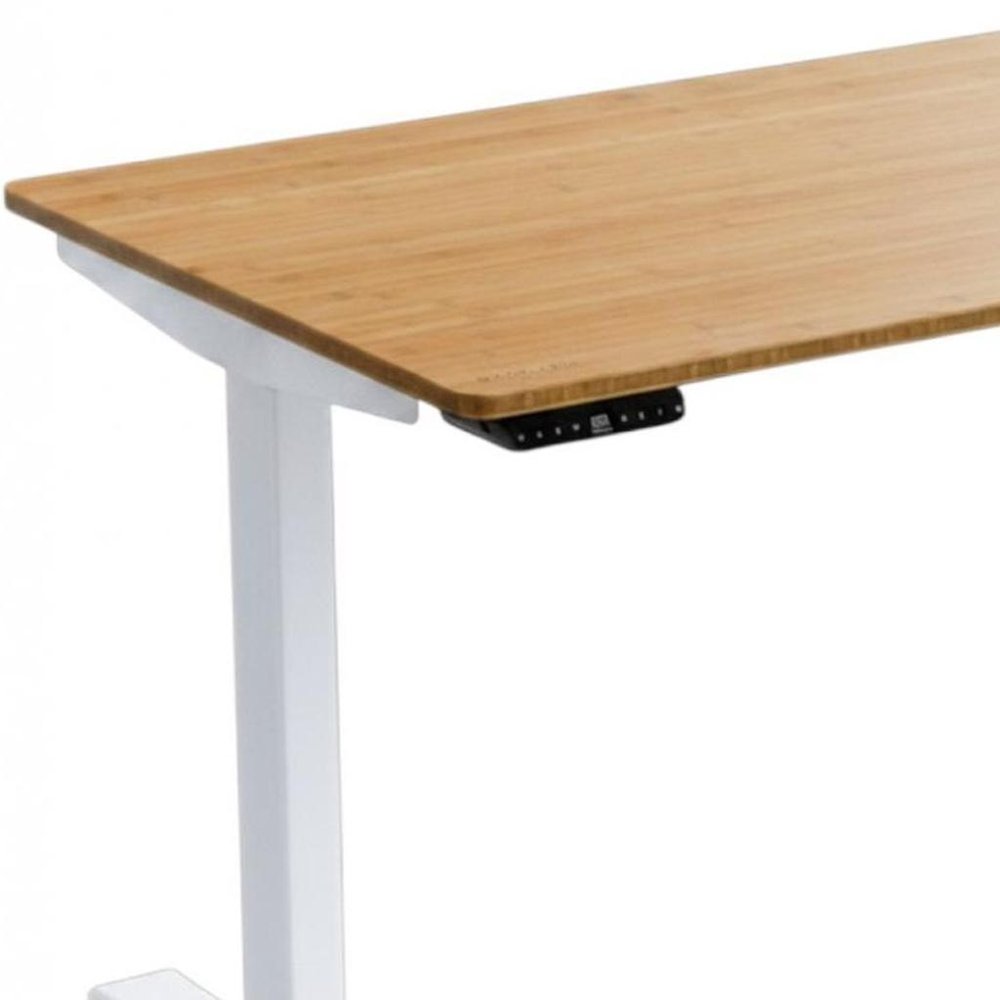 60" Adjustable Brown and White Stainless Steel Computer Desk